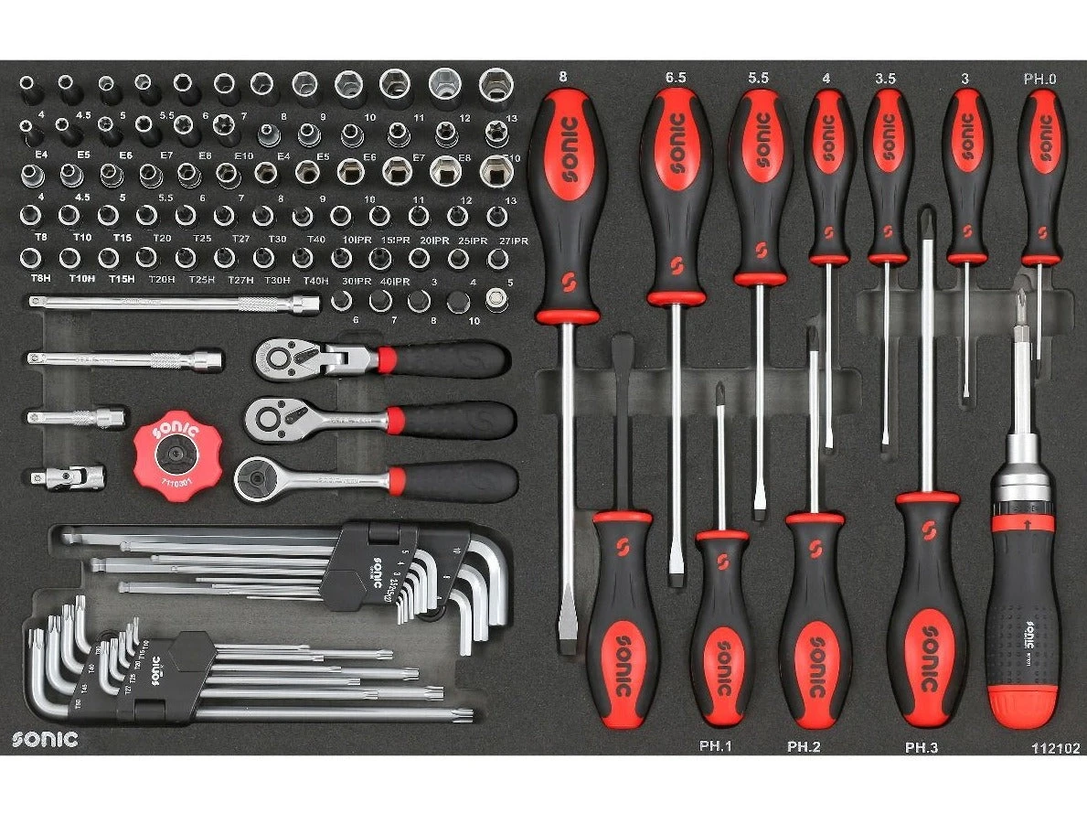 Sonic Foam System - Socket and Screwdriver Set 1/4" - 121 Pieces - 26" (Medium) Sonic Foam System - Socket And Screwdriver Set 1/4" - 121 Pieces - 26" (Medium) -Home Tool Store 112102