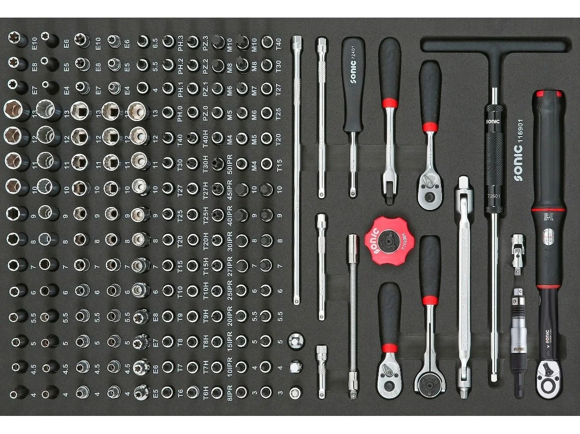 Sonic Foam System - Bit Socket Set 1/4" - 169 Pieces - 26" (Medium) Sonic Foam System - Bit Socket Set 1/4" - 169 Pieces - 26" (Medium) -Home Tool Store 116901