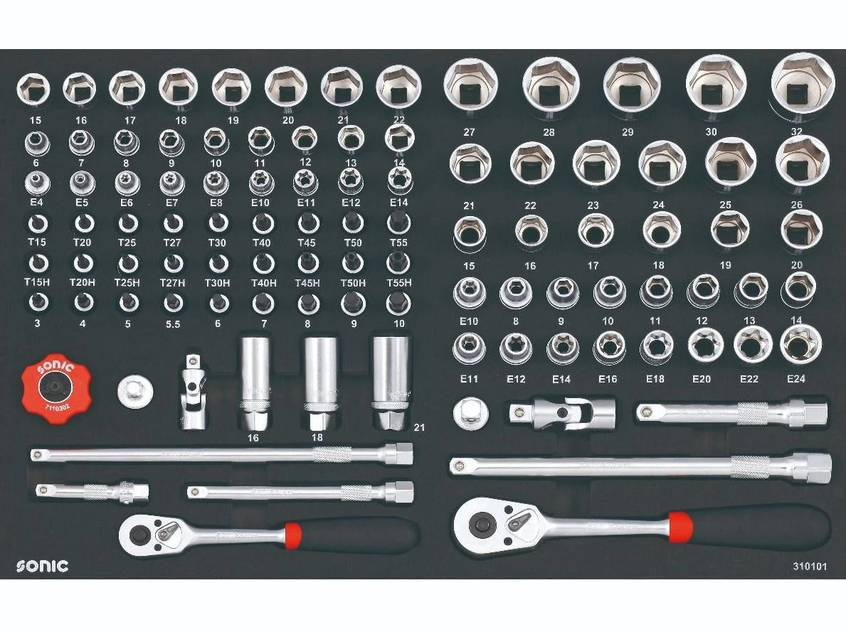 Sonic Foam System - Combo Set 3/8", 1/2" - 101 Pieces - 26" (Medium) Sonic Foam System - Combo Set 3/8", 1/2" - 101 Pieces - 26" (Medium) -Home Tool Store 310101