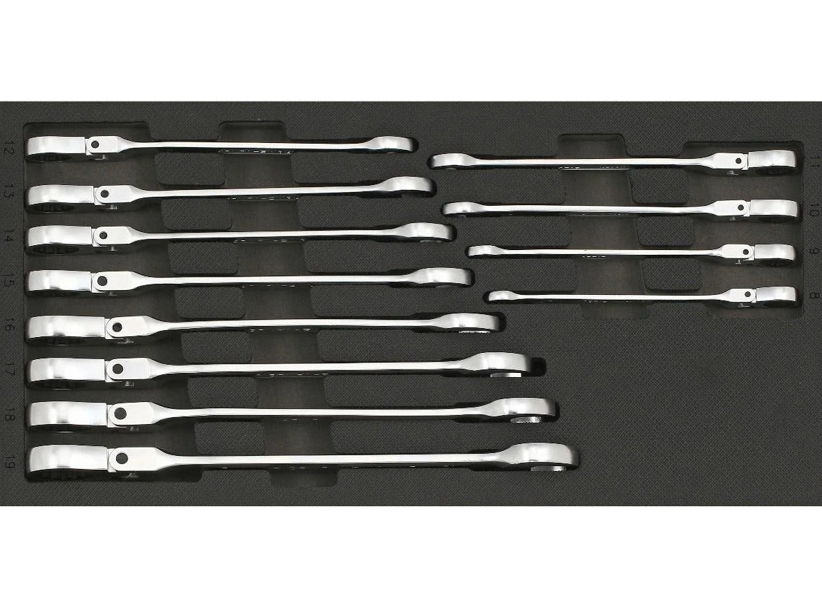 Sonic Foam System - Flexible Ratcheting Wrench Set 12pt - 12 Pieces - 1/3 (Small) Sonic Foam System - Flexible Ratcheting Wrench Set 12pt - 12 Pieces - 1/3 (Small) -Home Tool Store 601230